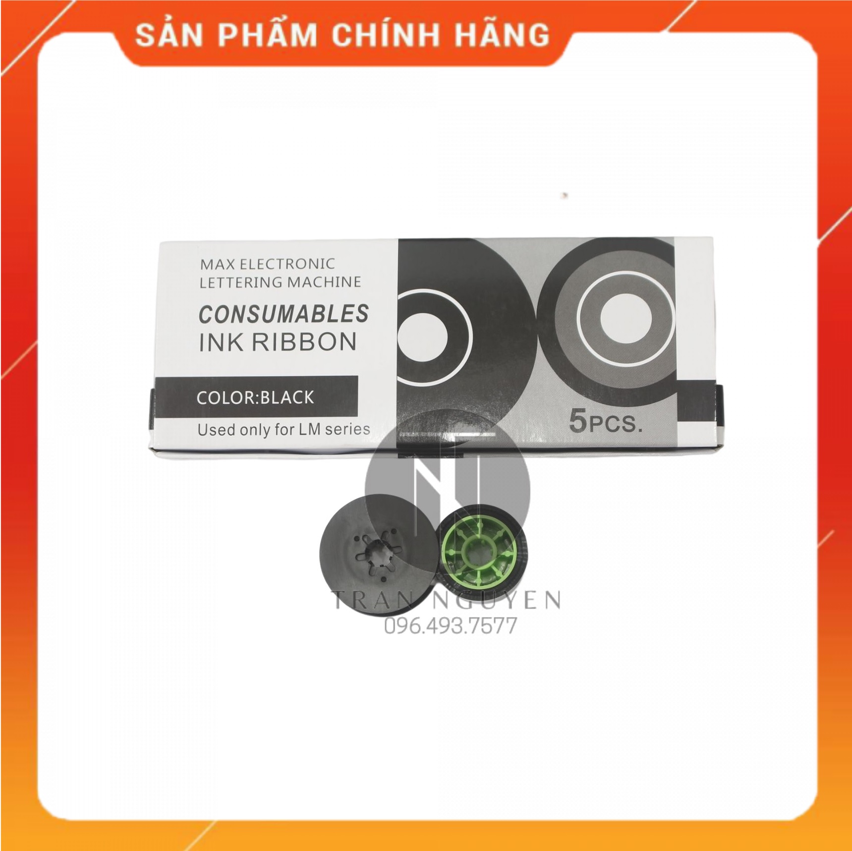 Mực in ống lồng MAX PT-IR300B - Màu đen 12mm, 50m/cuộn - Hàng nhập khẩu