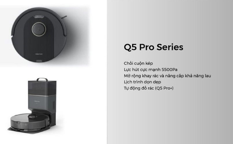 Robot Hút Bụi Lau Nhà Roborock Q5 Pro - Lực Hút 5500Pa - Chổi Chính Kép (Hàng Chính Hãng)
