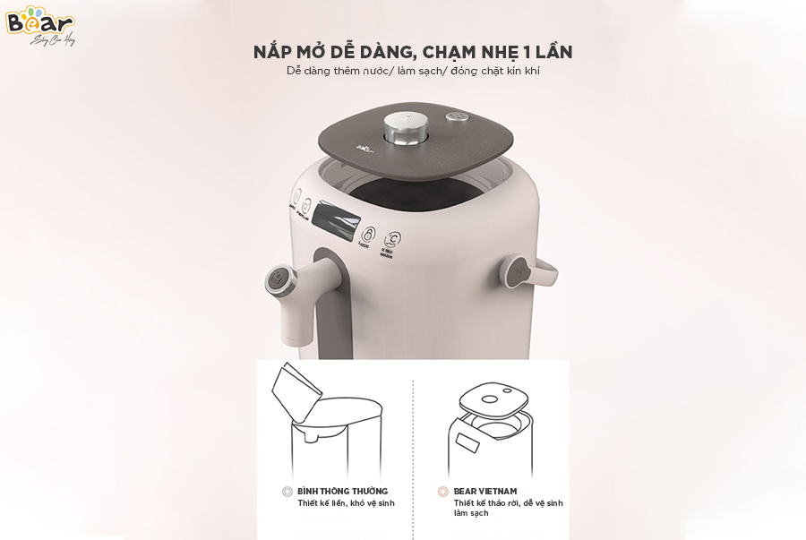 Bình Thủy Điện, Bình Giữ Nhiệt Thông Minh BEAR KE-B30V1 Khử Clo Dung Tích 3L Công Suất 1350 W - Hàng Chính Hãng