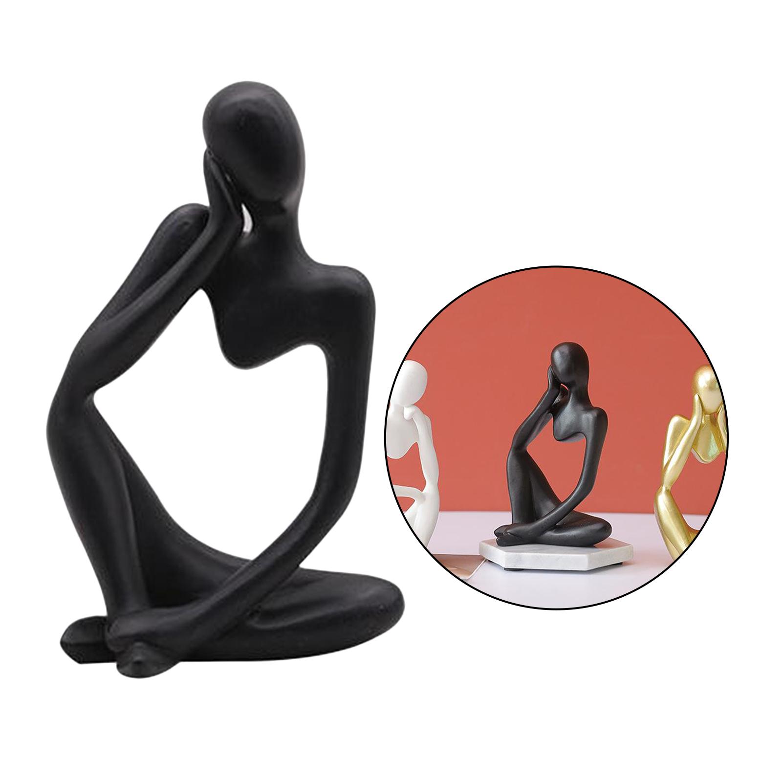2Pcs Abstract Thinker Sculpture Resin Figurine Characters Statues Home Decor
