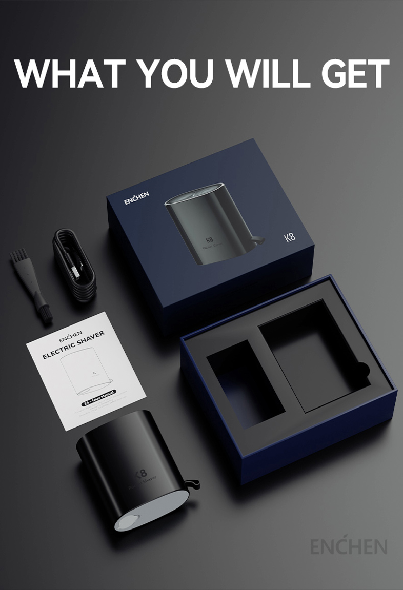 Máy cạo râu mini ENCHEN K8 pin sạc di động, trợ thủ cho vẻ ngoài lịch lãm