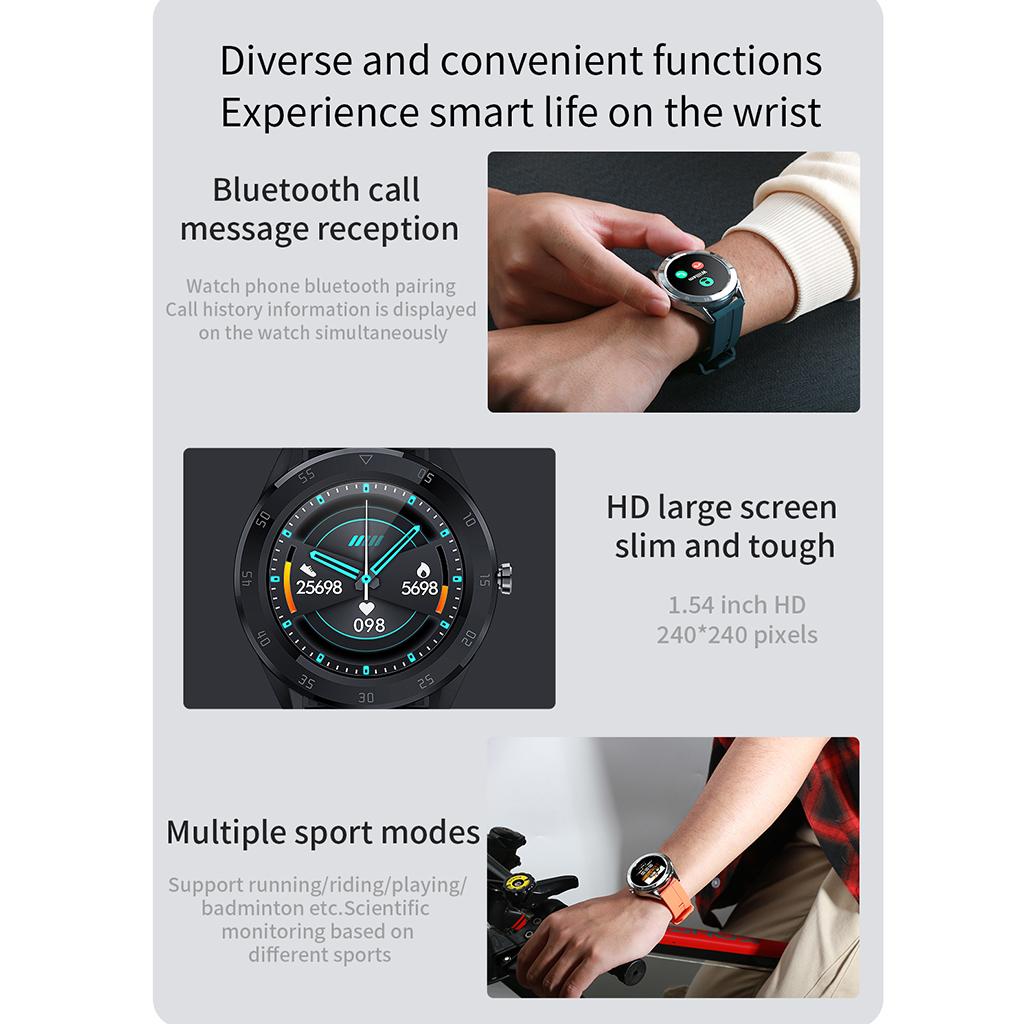 2xWomen Men Bluetooth Smart Watch Wrist Band Sedentary Reminder Black