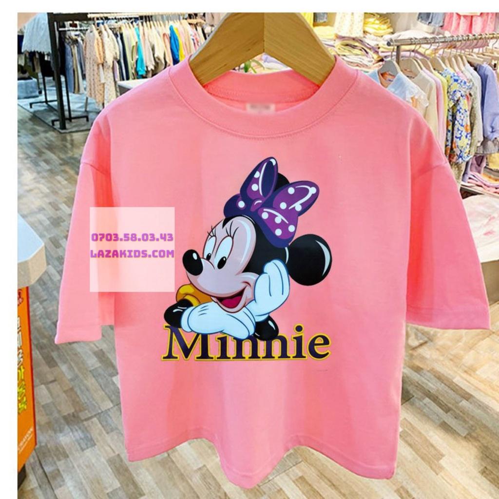 Áo thun cho bé gái form rộng dễ thương 20kg-45kg mặc dễ thương in hình MICKEY nơ hoạt hình KIDS GENZ unisex