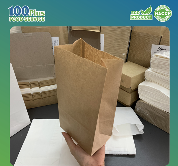 100 Túi giấy trắng đựng bánh mì SOS (Có đáy)