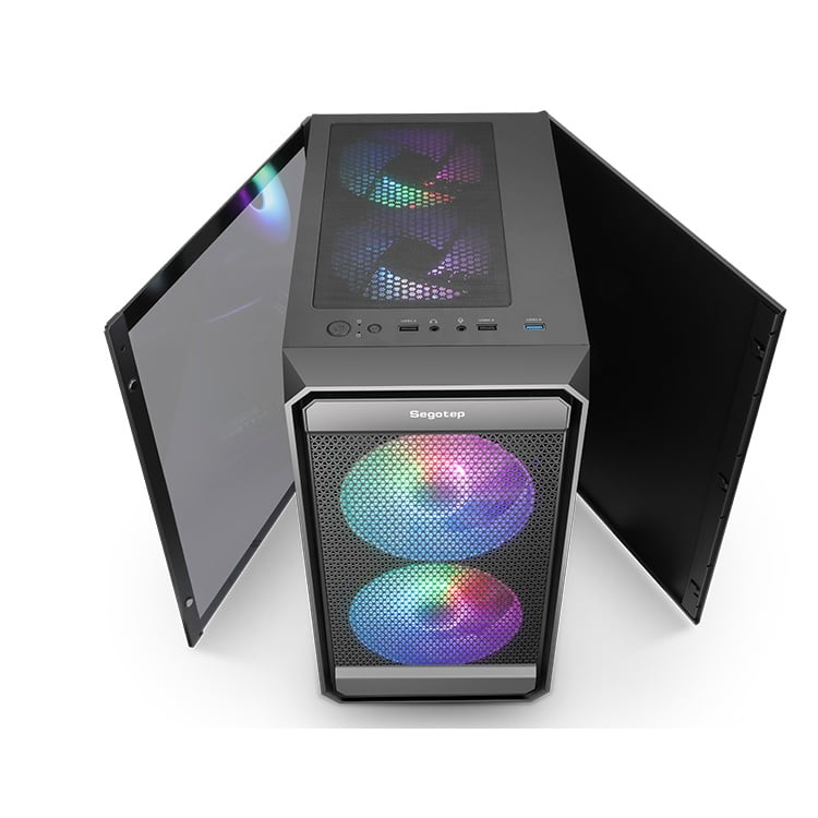Vỏ máy tính Case Segotep Artist 2F RGB sẵn 2 Fan LED ARGB Gaming Kính cường lực - Hàng chính hãng NetWork Hub phân phối