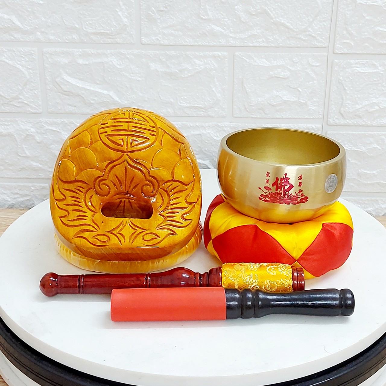 Bộ chuông đồng mõ huế tụng kinh 4in hàng cao cấp