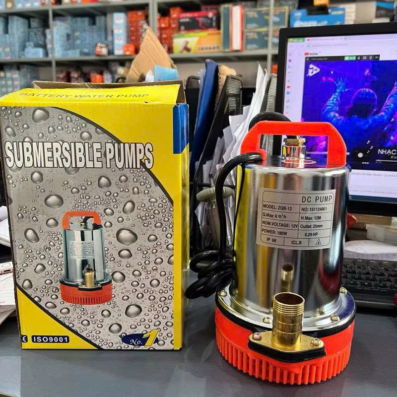 Máy Bơm Chìm 12V Lõi Đồng – Chạy Bình Ắc Quy, Bơm Nhanh, Bền Bỉ