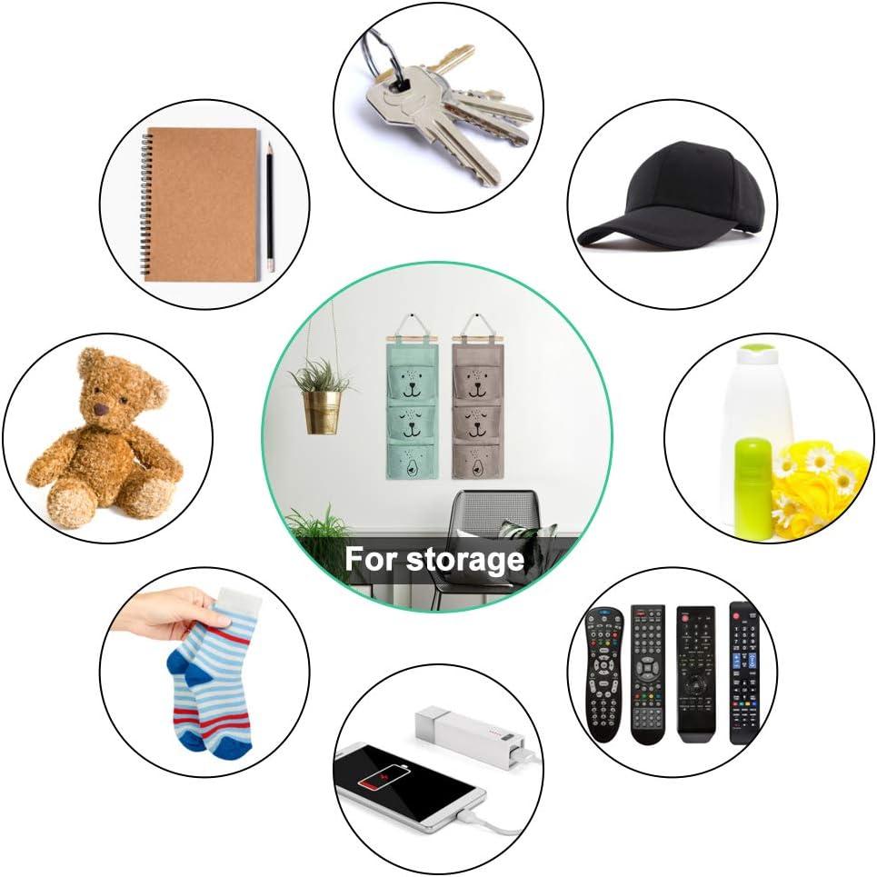 2PCCS Túi lưu trữ treo tường 3 túi vải lót túi vải giỏ túi lưu trữ không thấm nước cho kính điều khiển từ xa thư