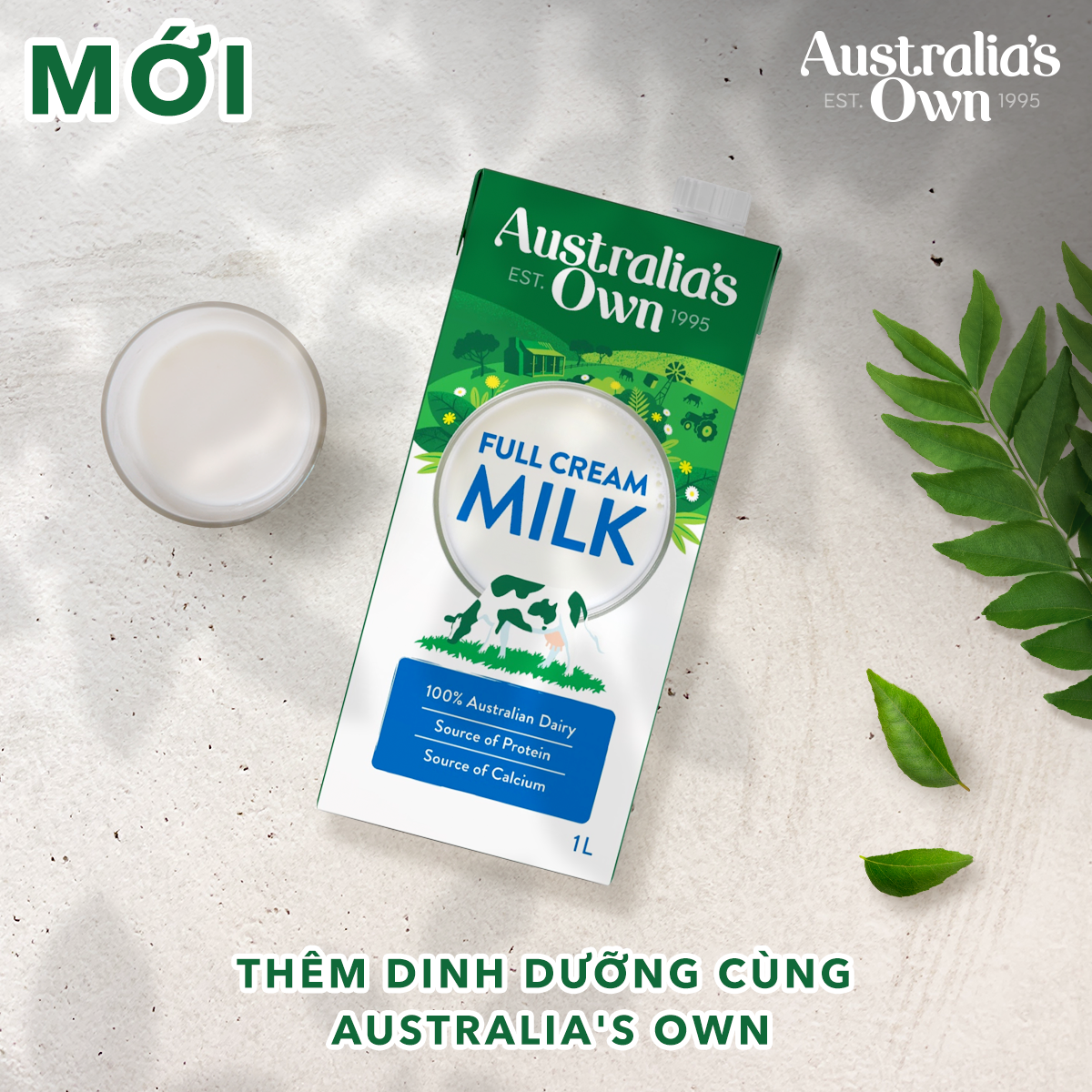 Thùng 12 Hộp Sữa Tươi Nguyên Kem Australia's Own 1L- Full Cream Milk 1L Sữa Tươi Úc