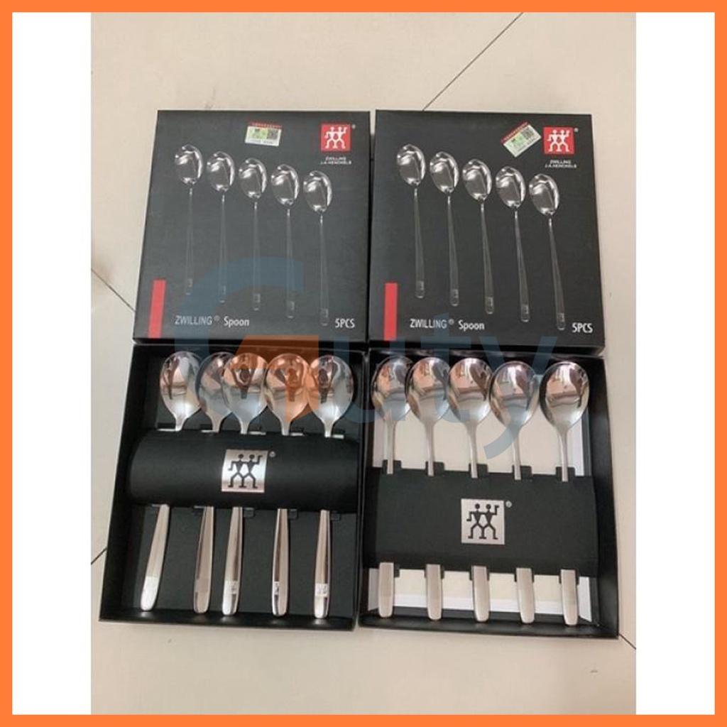 Hộp 5 thìa muỗng inox zwilling bền đẹp tiện lợi có hợp đựng kèm, thìa cà phê, thìa inox, thìa hot, thìa đẹp - Sứa Closet