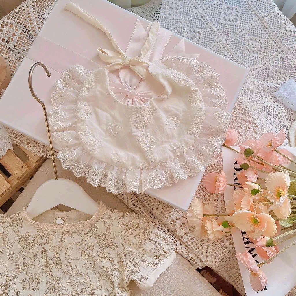 SET ĐỒ LIỀN THÂN BODY YẾM REN CỔ RỜI BĂNG ĐÔ KEM BÉ GÁI SƠ SINH 1 2 TUỔI