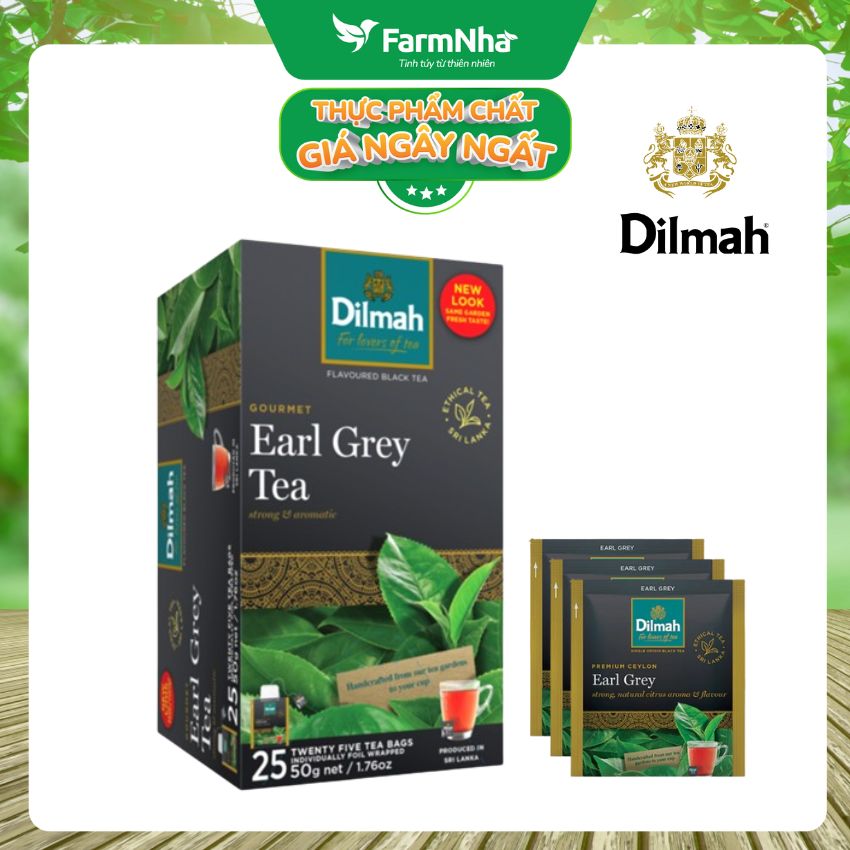 Trà Dilmah Premium Ceylon Earl Grey Tea 50g 25 túi x 2gr Trà Bá Tước Anh Quốc - Tinh hoa trà Sri Lanka