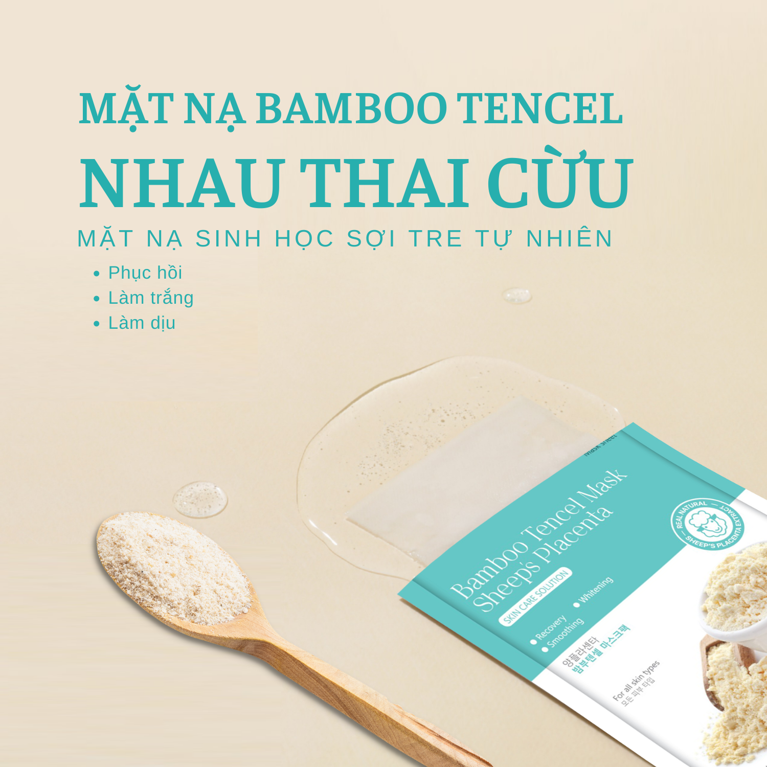 Mặt Nạ Dưỡng Da Mian Bamboo Tencel Mask Chiết Xuất Nhau Thai Cừu 21g