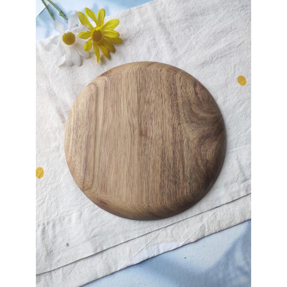 Khay Gỗ, Đĩa Gỗ Keo Tròn Tự Nhiên 20cm, Khay Đĩa Đựng Đồ Ăn, Trang Trí Chụp Ảnh Cao Cấp