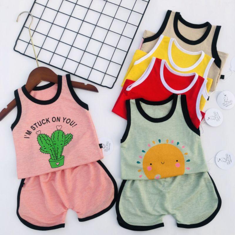 Bộ ba lỗ, bộ sát nách cotton đũi cao cấp siêu mát cho bé