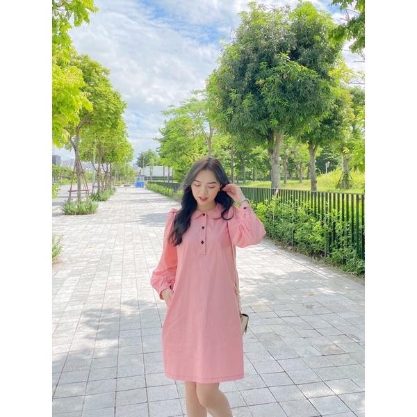 AIMEE_ĐẦM SUÔNG KAKI CỔ SEN