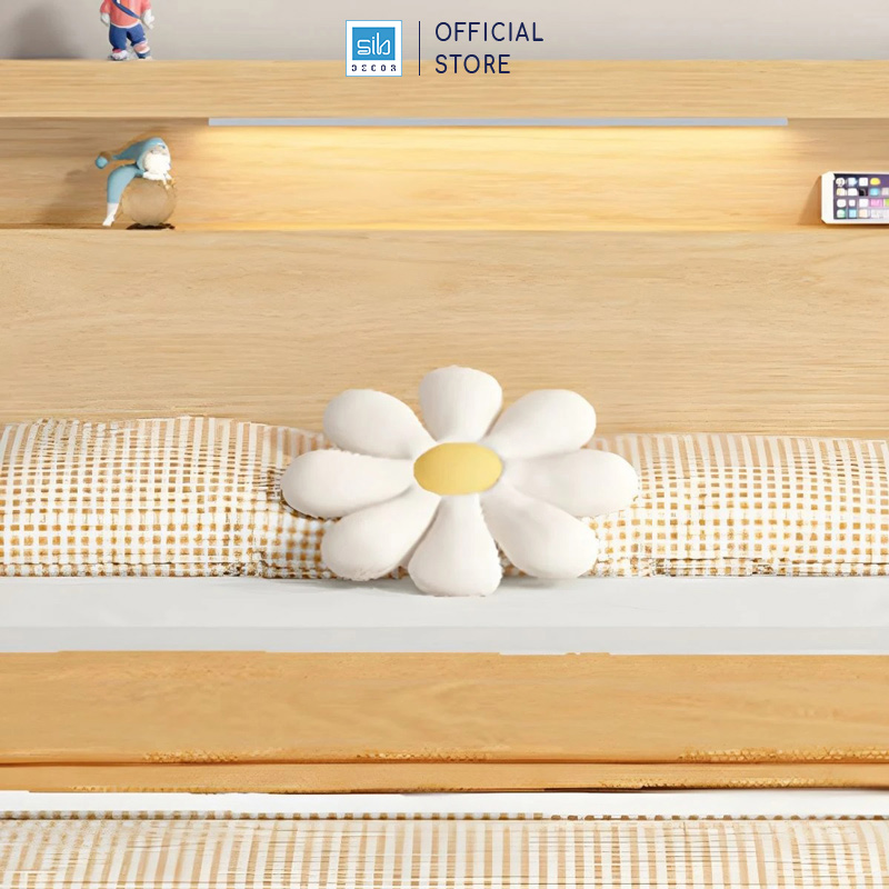 Giường Ngủ Gỗ Hiện Đại Skylar, Có Đèn LED Tích Điện Đầu Giường SIB Decor GN23