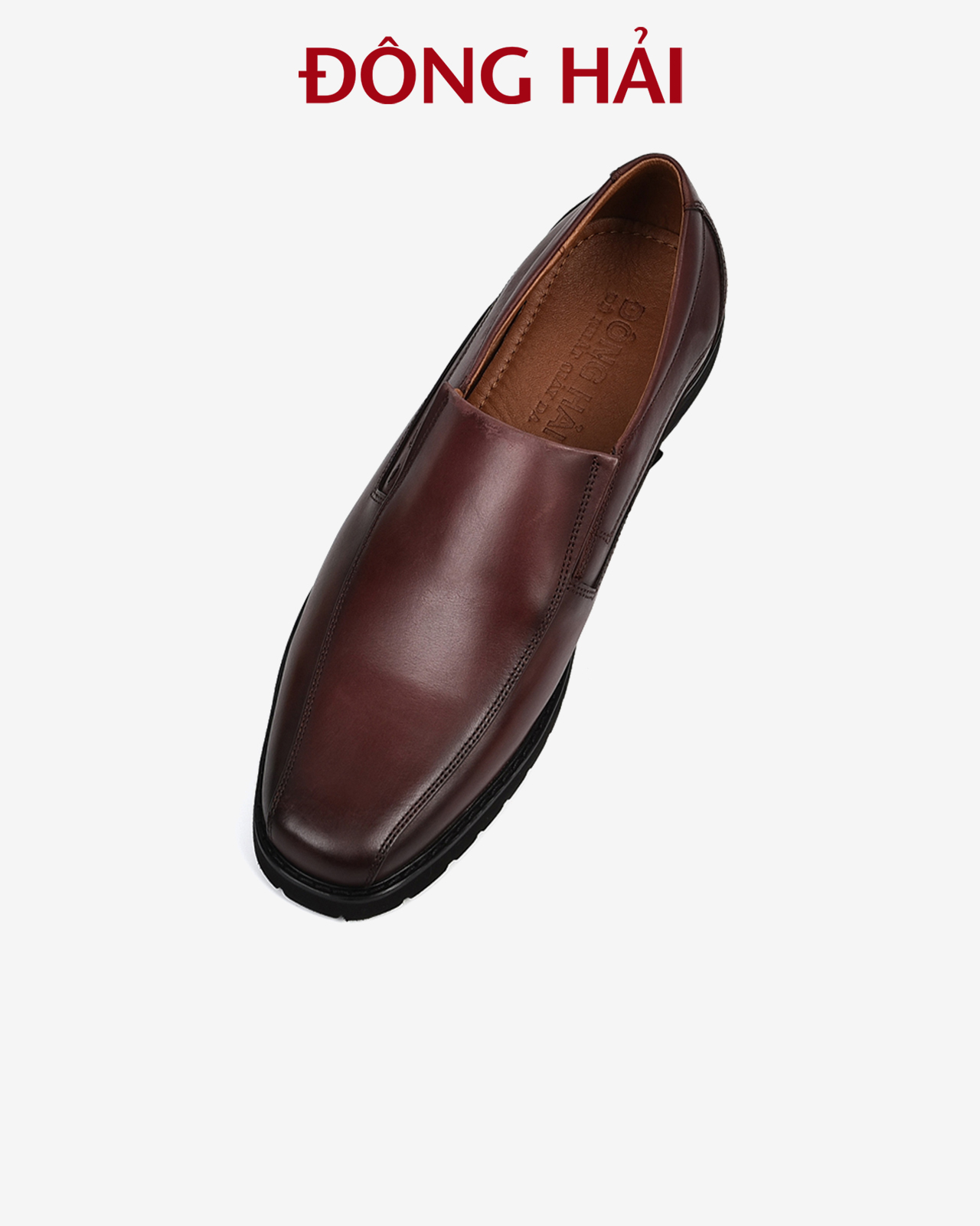 Giày tây nam Đông Hải da bò cao cấp thiết kế slip-on tiện lợi đế cao su 3cm - G01A5