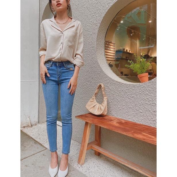 Áo sơ mi nữ tay dài cổ vest