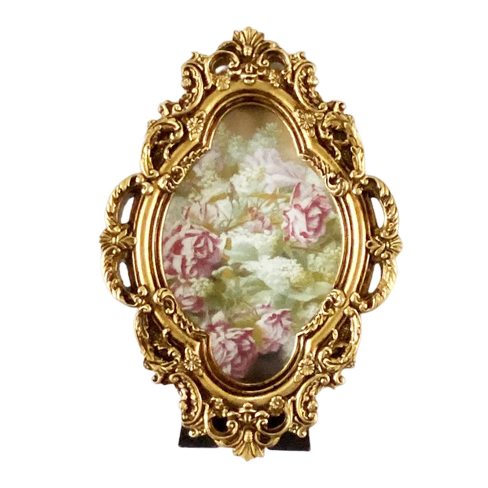 Resin Photo Frame, Small Picture Frame, Vintage Style Embossed Frame, Photo Display Frame Tabletop and Wall Hanging for Home Bedroom Decor