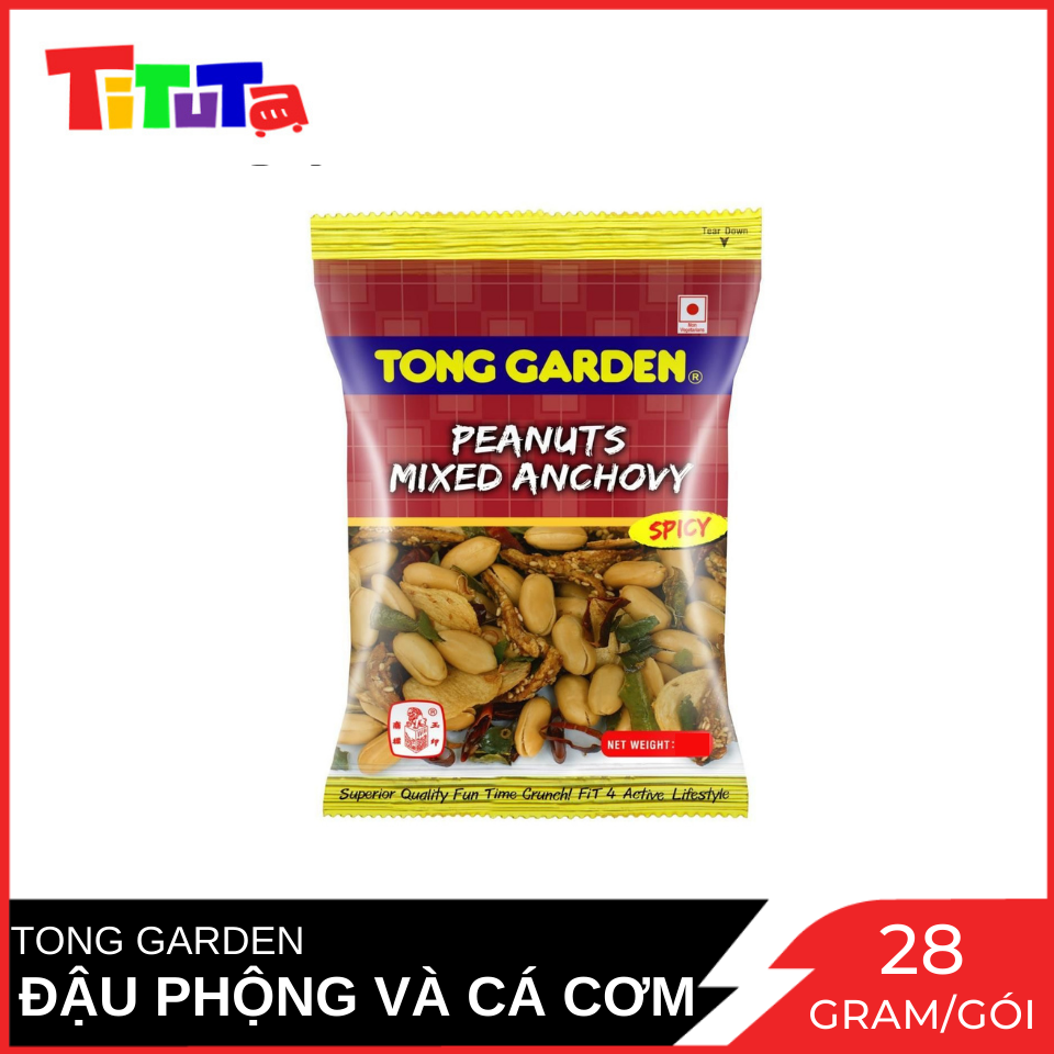 Hỗn Hợp Cá Cơm Trộn Đậu Phộng (ĐỎ) Tong Garden Gói 28 Gram