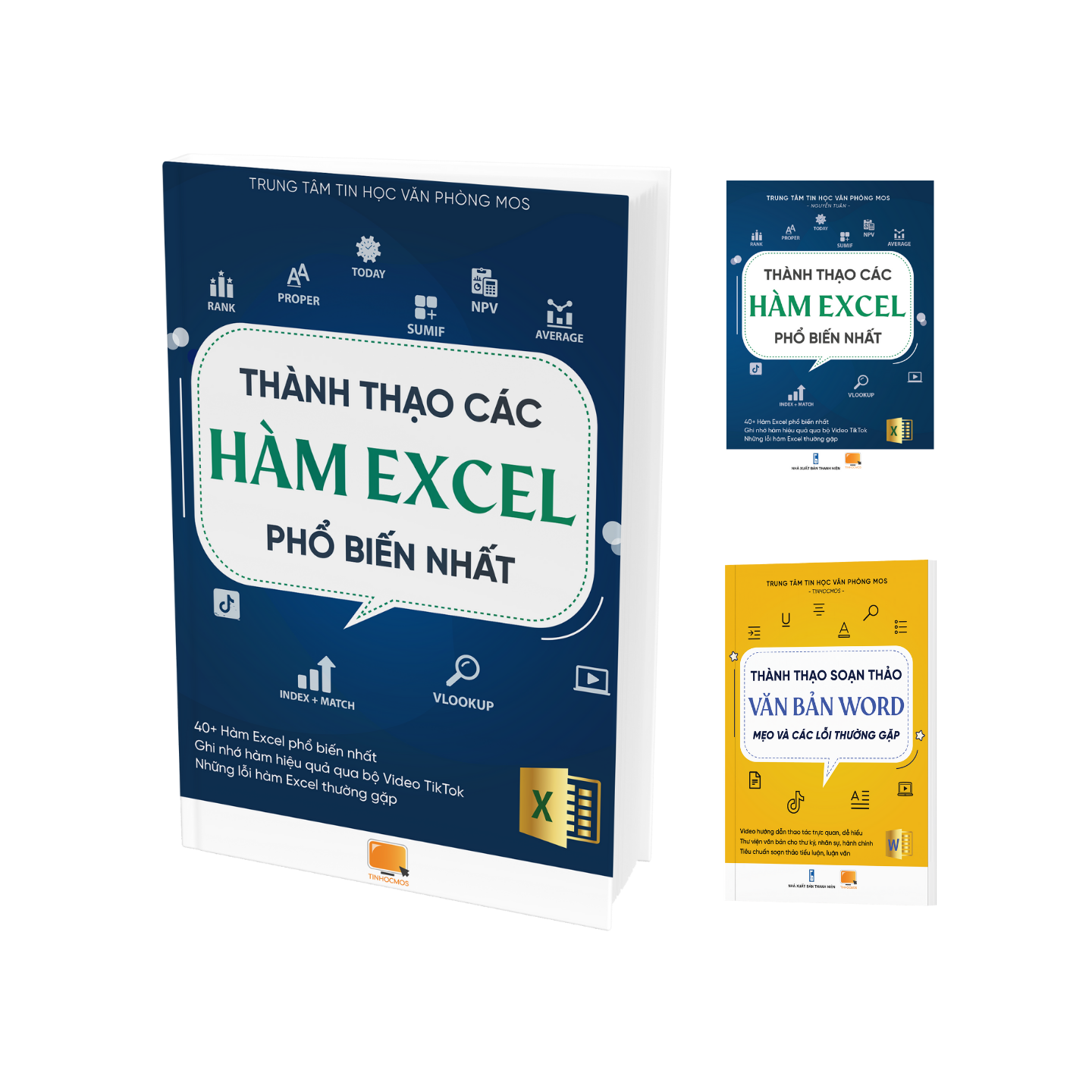 Combo 2 Sách Thành thạo Tin học văn phòng: Thành thạo Hàm Excel phổ biến nhất + Thành thạo Soạn thảo văn bản Word - Mẹo xử lý lỗi Word Excel trong công việc -  tinhocmos