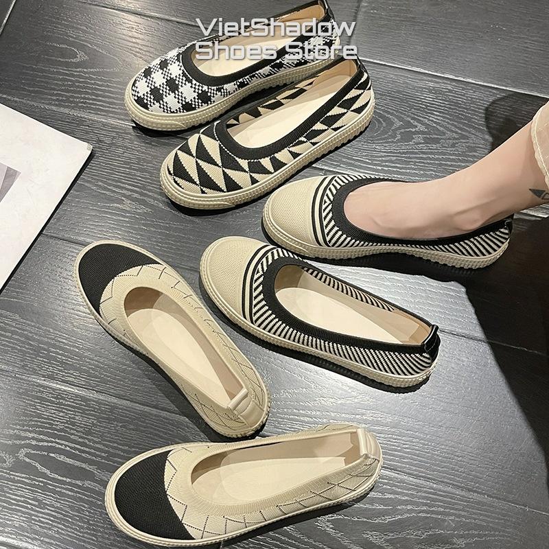 Slip on nữ - Giày búp bê lười nữ kiểu - Mũ giày dệt kim thoáng khí, đế cao su chống trơn trượt - Mã SP 68896