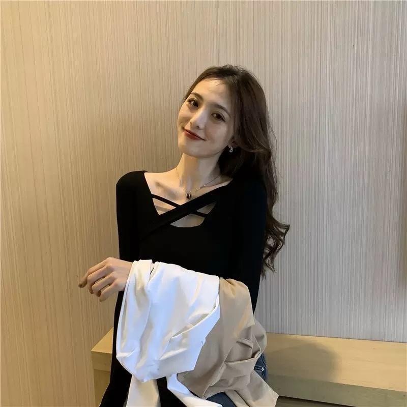 MS6833 Áo thun nữ dài tay 2 vạt chéo