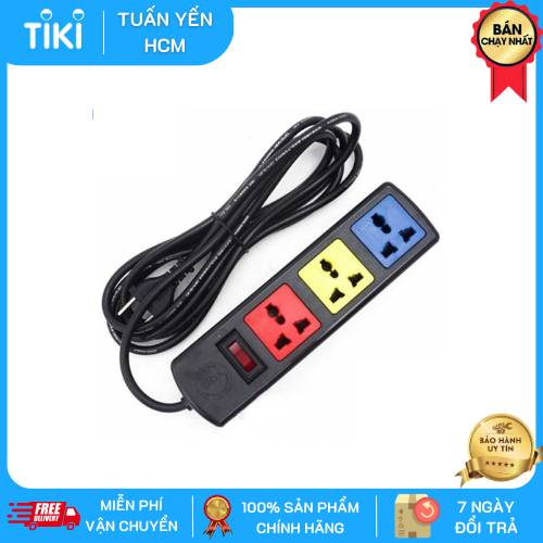 Ổ Cắm Kéo Dài Đa Năng Màu Đen Công Tắc 2 Cực 3 Ổ Cắm 3 Chấu Có Bảo Vệ Quá Tải Bằng Cb Lioa 3Dn2.52N