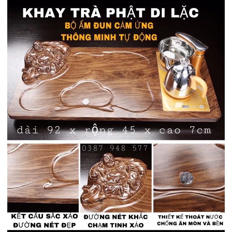 Bàn trà điện thông minh đa năng cao cấp giá rẻ cảm ứng tự động bơm nước Khung gỗ 92cm,bàn trà đạo phật di lặc CX