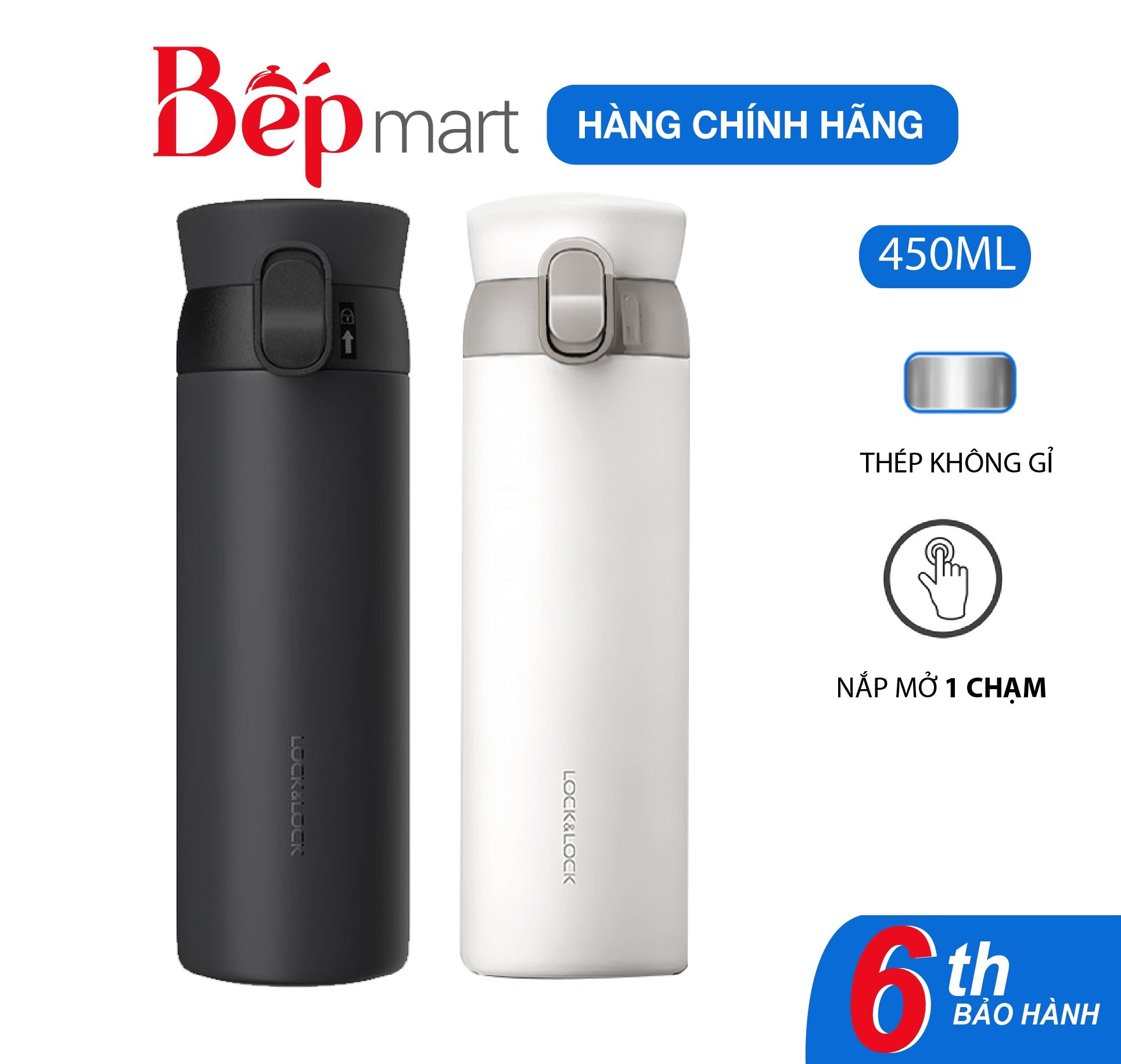 Bình giữ nhiệt locknlock LHC3240 Wannabe One Touch 450ml - thép không gỉ SUS316 - Hàng chính hãng