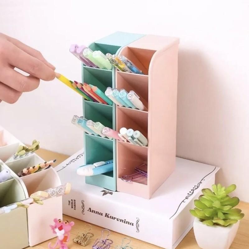 Kệ Đựng Bút/ Mỹ Phẩm/ Cọ Trang Điểm 4 Ngăn Đa Năng - Văn Phòng Phẩm Sáng Tạo