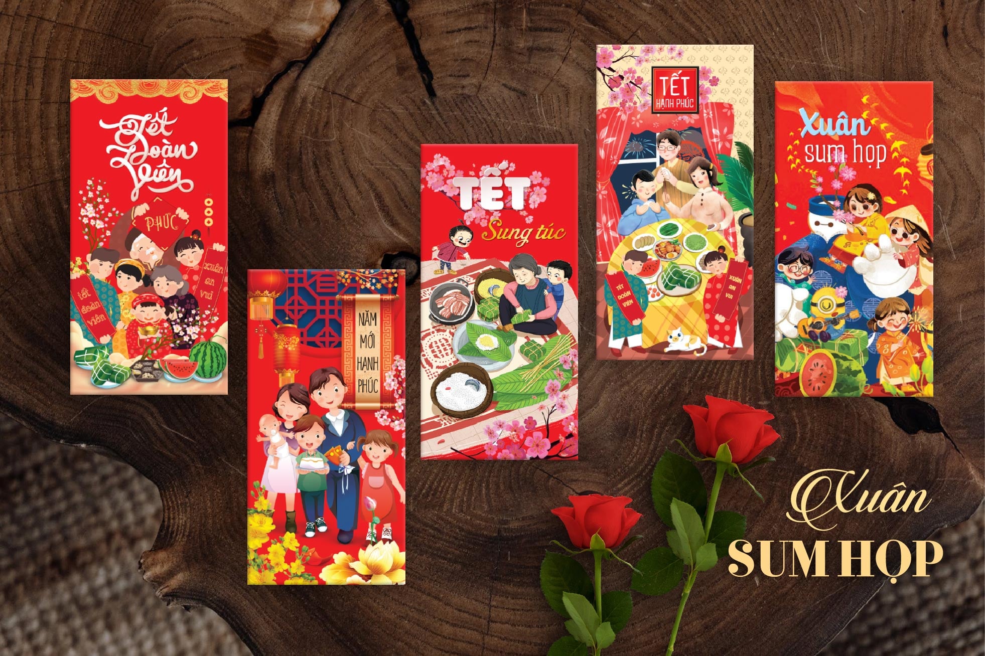 SET 50/10 Bao lì xì Mừng Xuân Mừng tuổi chúc Năm mới mẫu ngẫu nhiên