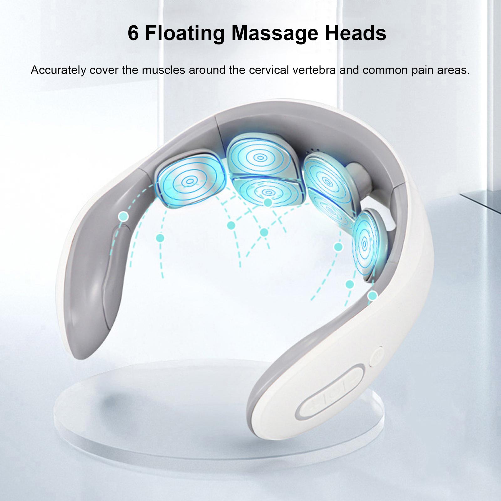 Neck Massager with Heat Electric Pluse Massager for Neck Shoulder Relax Muscle Floating 6 Head Vibrator Heating Massager