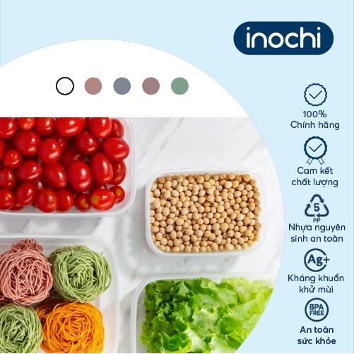 Hình ảnh Hộp thực phẩm chữ nhật Inochi - Hokkaido 2000ml màu Xanh/Hồng/Cam