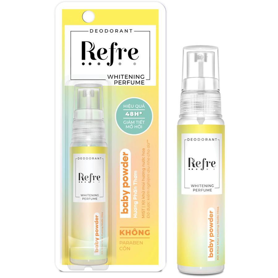 Xịt Khử Mùi Dưỡng Trắng Hương Nước Hoa Refre Whitening Baby Powder Hương Phấn Thơm