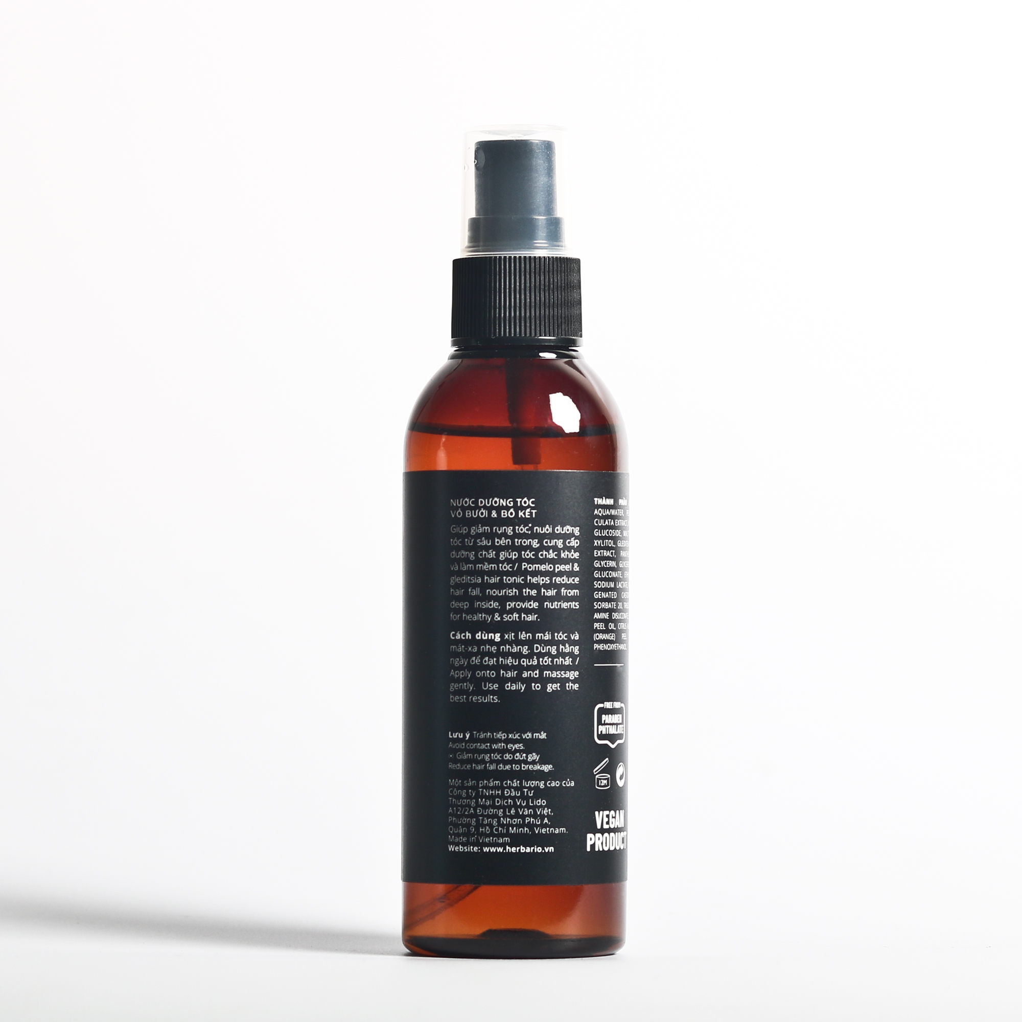 Nước dưỡng tóc Vỏ Bưởi & Bồ Kết Herbario 100ml giúp giảm rụng tóc kích thích mọc tóc nhanh