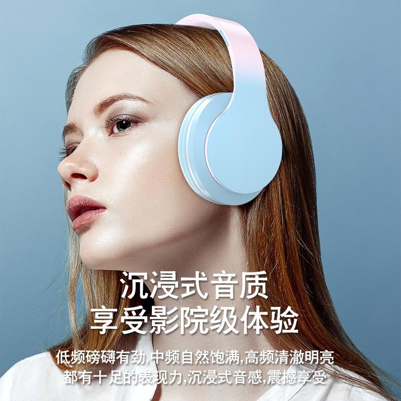 Ưu đãi đặc biệt mới tai nghe bluetooth đeo đầu không dây màu gradient pin lớn thời lượng pin siêu dài tai nghe chơi game chống ồn