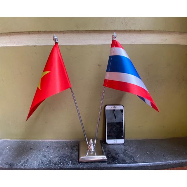 Cờ để bàn Việt - Thái Lan đế đôi inox