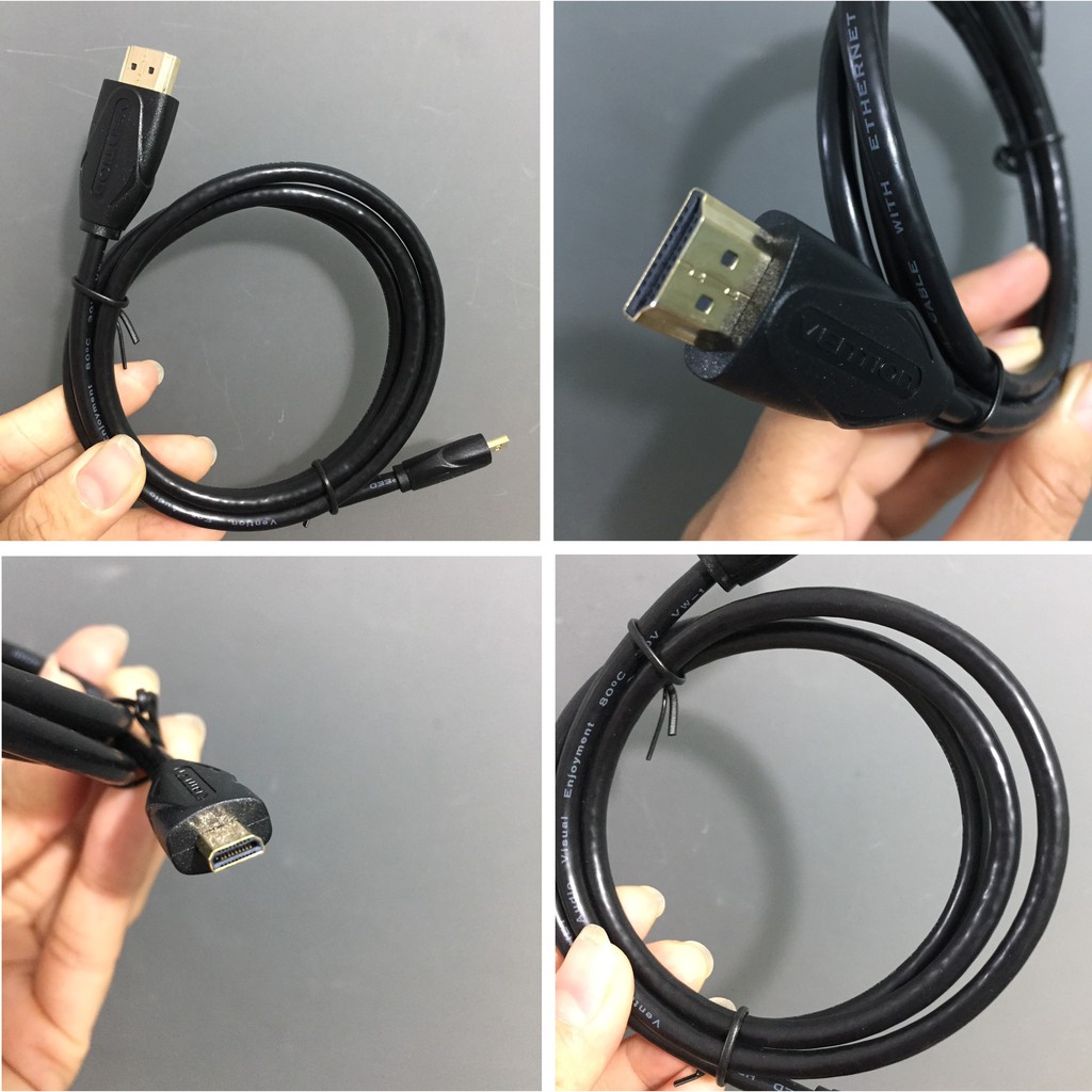 [ Micro HDMI ra HDMI ] Cáp chuyển / đầu chuyển đổi Micro HDMI male ra HDMI male Vention VAA-D03 / AITB0 - Hàng chính hãng