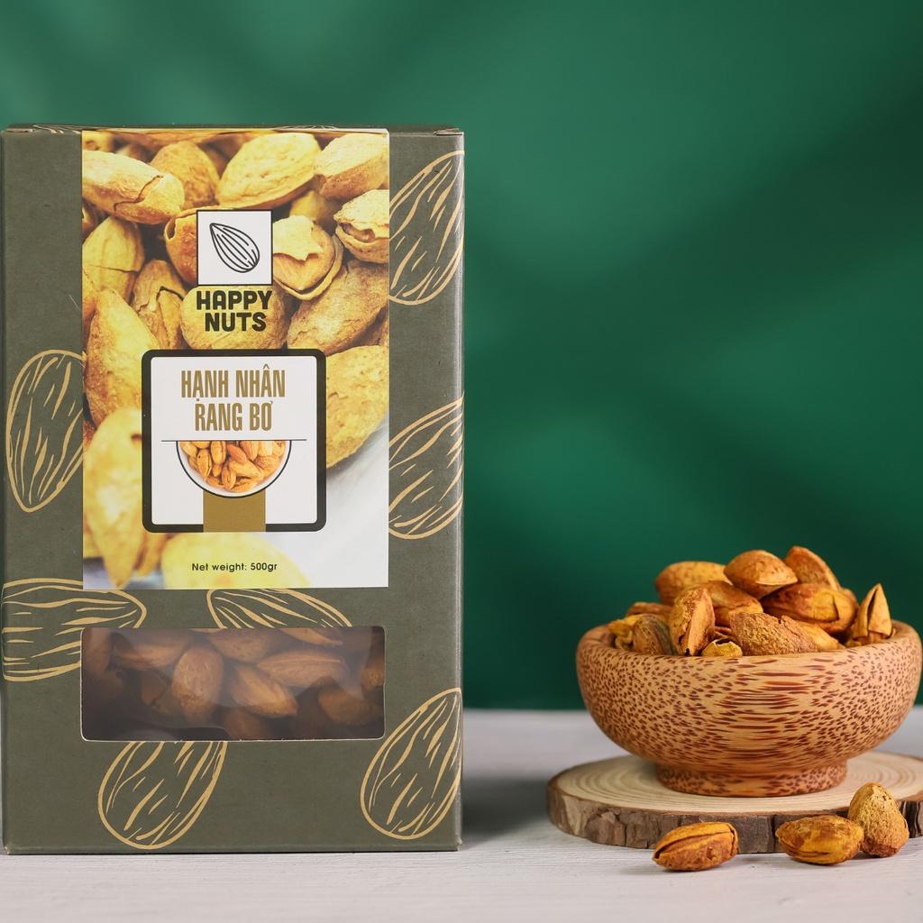 Hạt hạnh nhân rang bơ Mỹ HAPPY NUTS nguyên vỏ