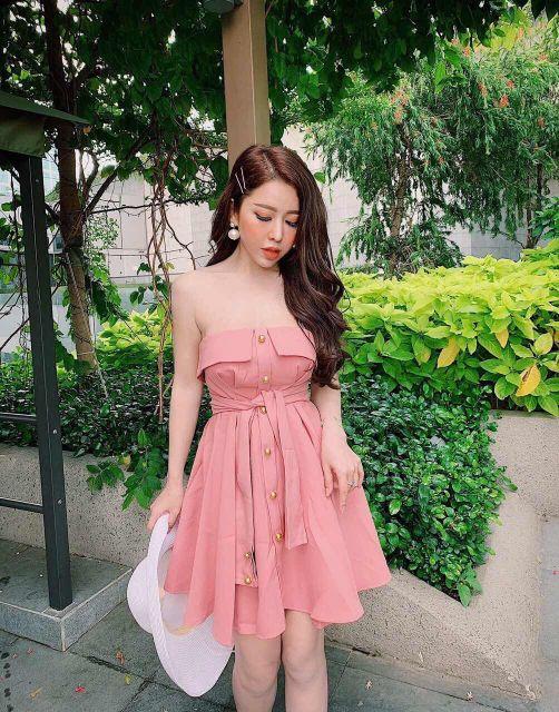 Đầm xòe cúp ngực cột nơ eo