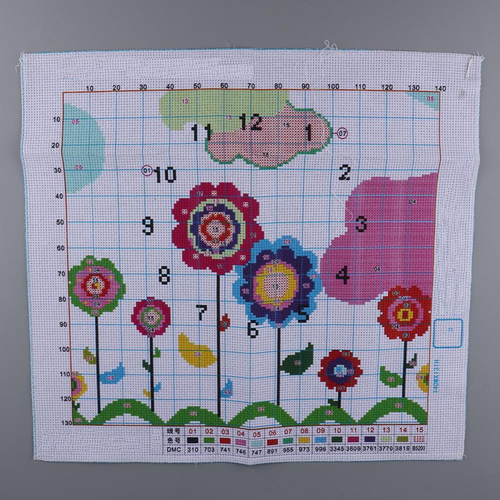 Clock Stamped Cross Stitch Kits Patterns Embroidery Kit - Flower, 11 Counted 40x38cm