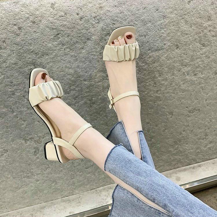 Sandal nữ cao gót 5p,7p quai nhún bèo mẫu mới siêu xinh