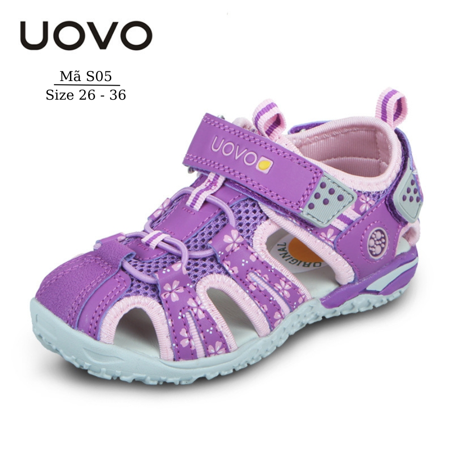 Hình ảnh Giày Sandal Chỉnh Hình Y Khoa Hỗ Trợ Bàn Chân Bẹt UOVO cho bé gái 3 - 12 tuổi có thể sử dụng để lót thêm đế định hình S05 TÍM đi học đi biển mùa hè
