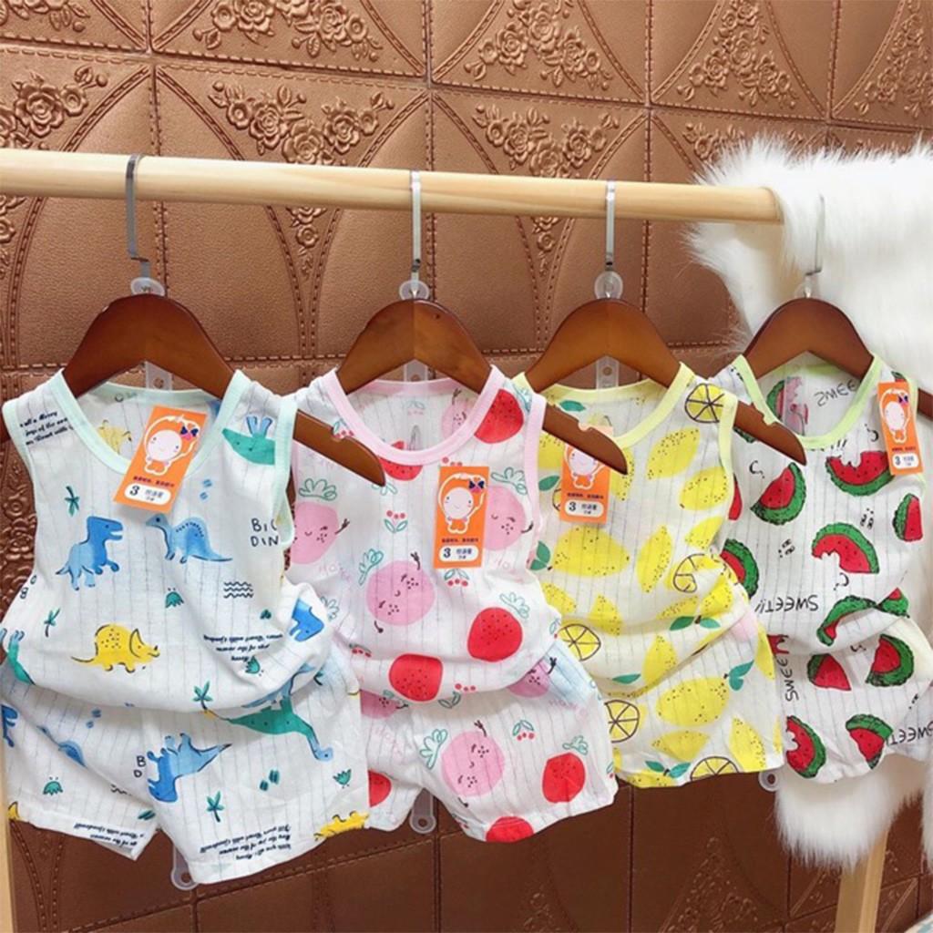 Bộ cotton giấy ba lỗ cho bé trai bé gái sơ sinh, hàng đẹp cực mát
