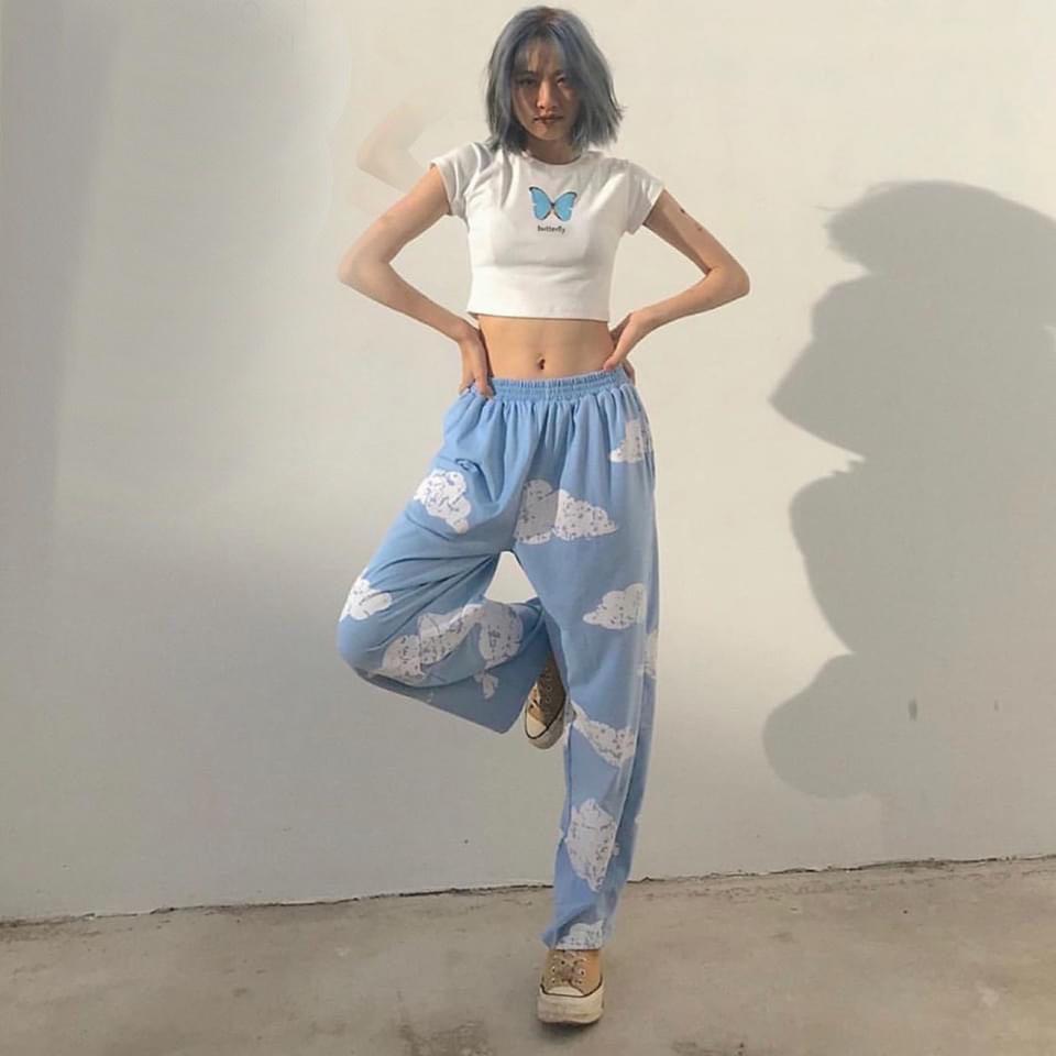Bộ Quần Sky Áo Croptop Set Quần Jogger Kèm Áo Ngắn Cộc Tay