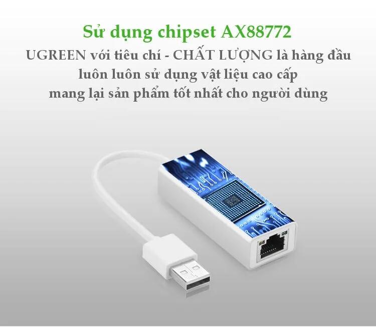 Ugreen UG2025720257TK 15CM màu Bạc Cáp chuyển đổi USB 2.0 sang cổng LAN RJ45 tốc độ 100Mbps vỏ nhôm - HÀNG CHÍNH HÃNG