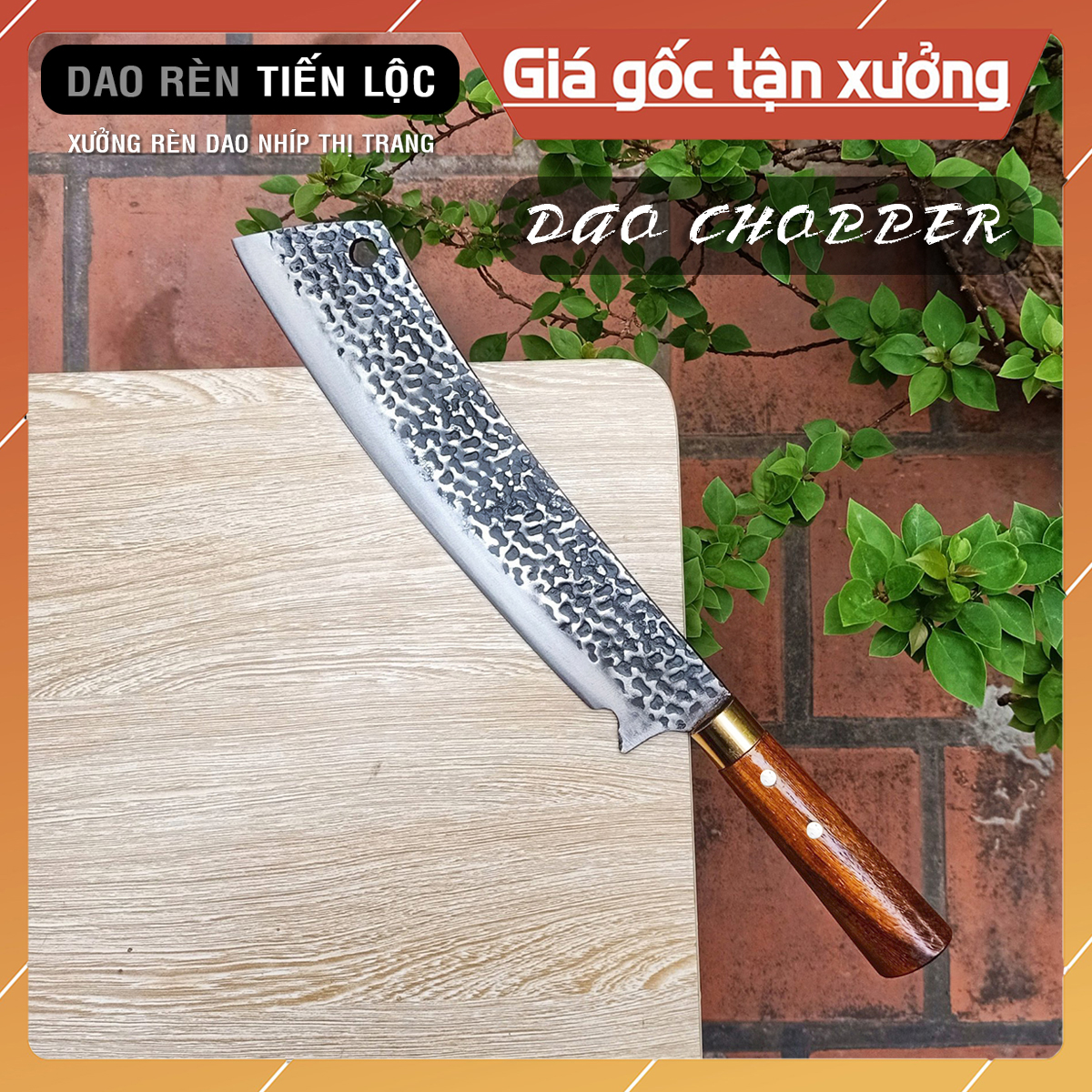 Dao Chopper Đi Rừng, Chặt Cây, Chặt Xương Đa Năng, Thép Nhíp Dập Vân 2 Mặt