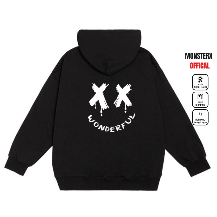 Áo mũ Hoodie Unisex MonsterX XX Wonder form rộng 5 màu nỉ bông cặp đôi nam nữ Oversize Ulzzang thu đông